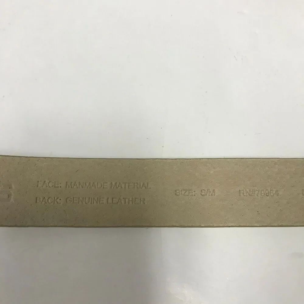 Chicos Belt Womens S/M Tan Reptile Embossed Leather Tan Golden Brown Links